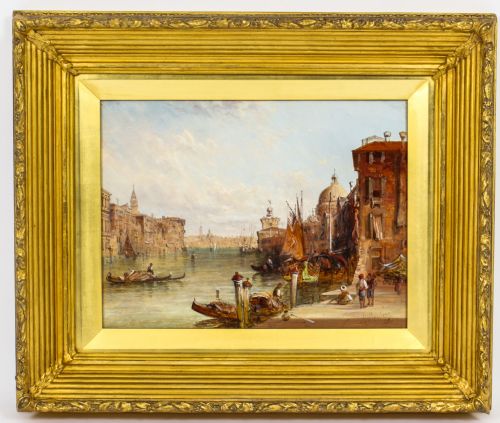 Antique Oil Painting of the Grand Canal Venice Alfred Pollentine 19th C
