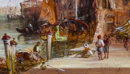 fig 2. Antique Oil Painting of the Grand Canal Venice Alfred Pollentine 19th C