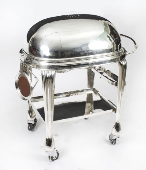 fig 2. Antique Art Deco Silver Plated Beef Carving Trolley Cart by Elkington C1930
