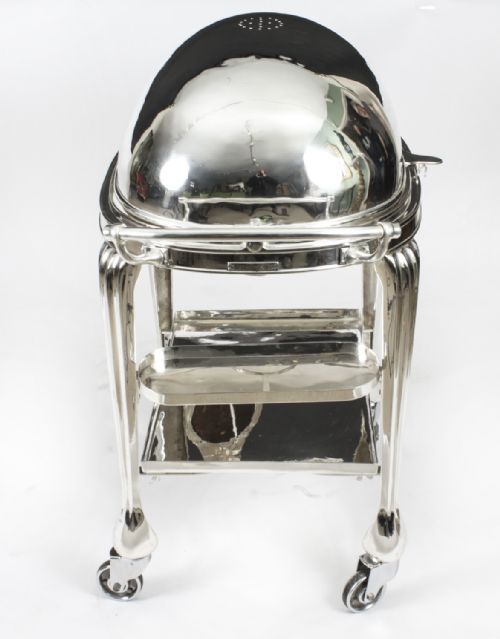 fig 3. Antique Art Deco Silver Plated Beef Carving Trolley Cart by Elkington C1930