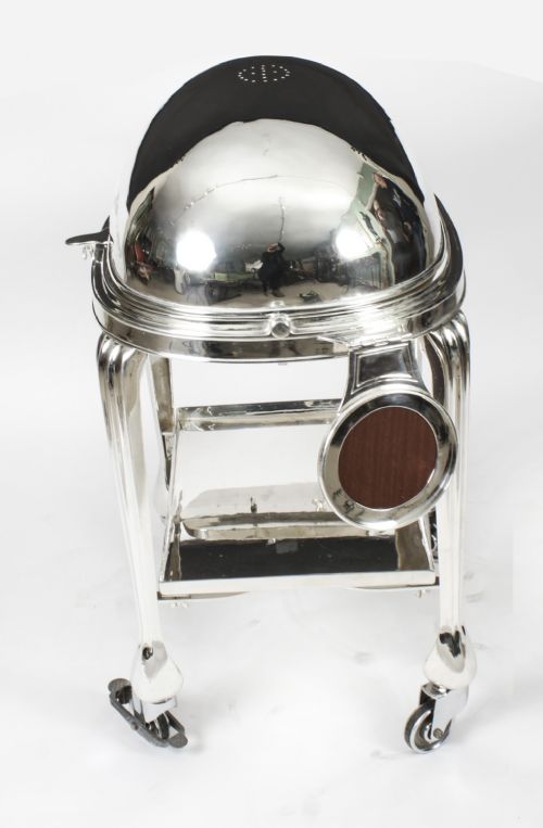 fig 4. Antique Art Deco Silver Plated Beef Carving Trolley Cart by Elkington C1930