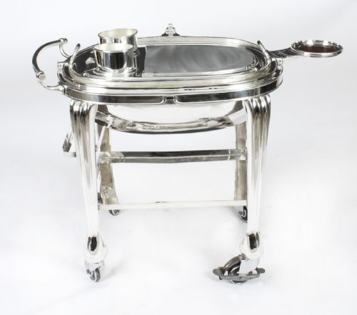 fig 6. Antique Art Deco Silver Plated Beef Carving Trolley Cart by Elkington C1930