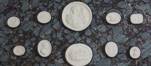 fig 3. Antique Pair of Italian Framed Grand Tour Intaglios Early 19th Century