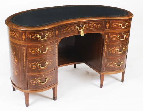 Antique Victorian Edwards & Roberts Inlaid Kidney Desk C1880 19th C
