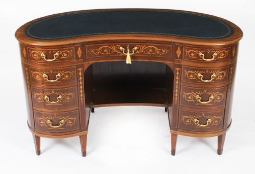 fig 1. Antique Victorian Edwards & Roberts Inlaid Kidney Desk C1880 19th C