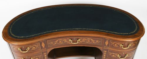 fig 2. Antique Victorian Edwards & Roberts Inlaid Kidney Desk C1880 19th C