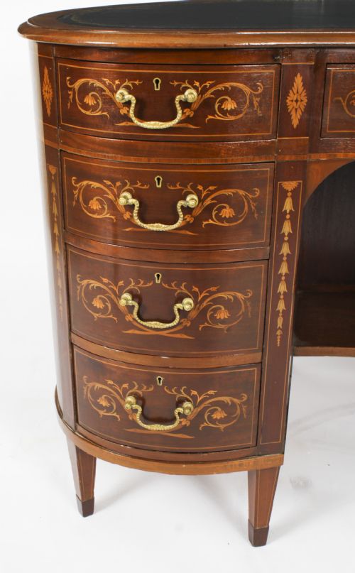 fig 6. Antique Victorian Edwards & Roberts Inlaid Kidney Desk C1880 19th C