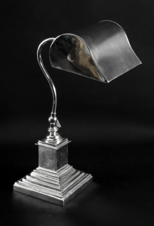 Antique Silver Plated Bankers Lamp Desk Lamp Circa 1920
