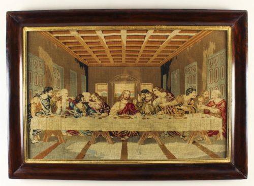 Antique Flanders Tapestry of the last Supper 19th C

