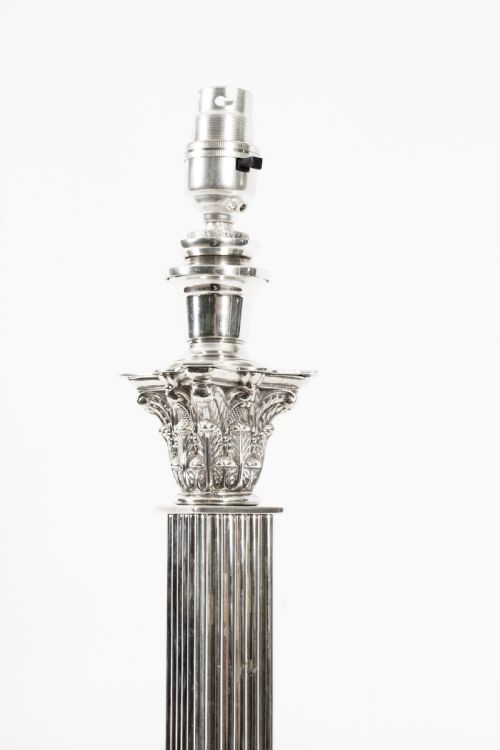 fig 5. Antique Victorian Silver Plated Corinthian Column Table Lamp C 1880 19th C