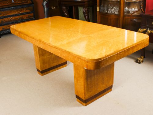 fig 2. Antique Art Deco Birds-Eye Maple Dining Table & 6 Cloud Back Chairs C1920