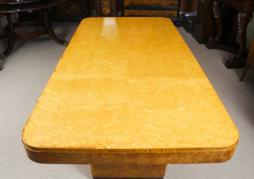 fig 4. Antique Art Deco Birds-Eye Maple Dining Table & 6 Cloud Back Chairs C1920