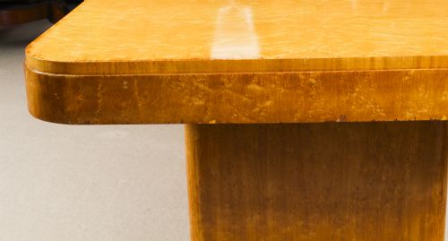 fig 5. Antique Art Deco Birds-Eye Maple Dining Table & 6 Cloud Back Chairs C1920