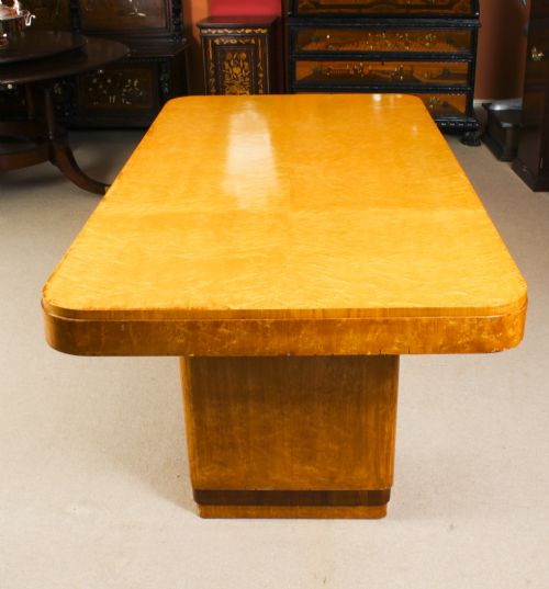 fig 7. Antique Art Deco Birds-Eye Maple Dining Table & 6 Cloud Back Chairs C1920