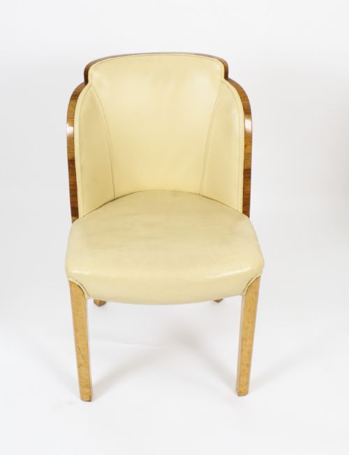 fig 10. Antique Art Deco Birds-Eye Maple Dining Table & 6 Cloud Back Chairs C1920