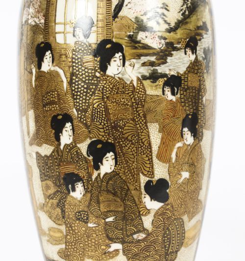 fig 2. Antique Pair Japanese Satsuma Porcelain Meiiji period Vases 19th Century