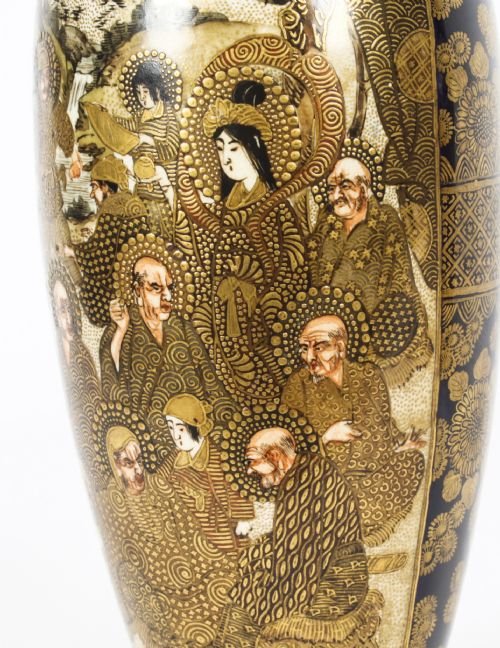 fig 3. Antique Pair Japanese Satsuma Porcelain Meiiji period Vases 19th Century