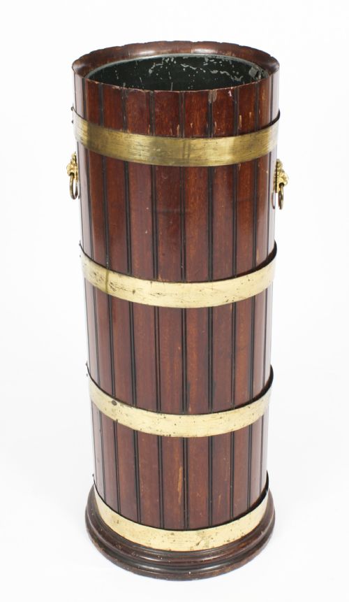 fig 1. Antique Brass Bound Umbrella Walking Stick Stand c.1870 19th C