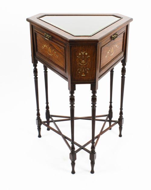 Antique Edwardian Bijouterie Display Table Cabinet 19th C
