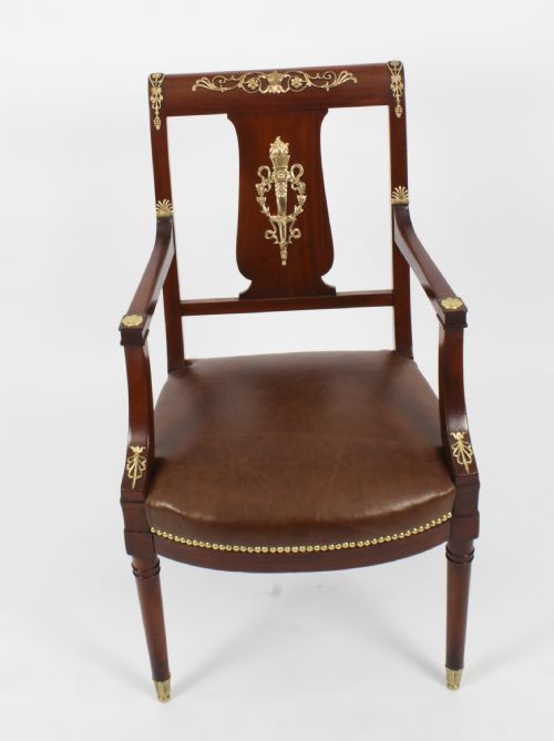 fig 2. Antique Pair Empire Revival Ormolu Mounted Armchairs C1880 19th C