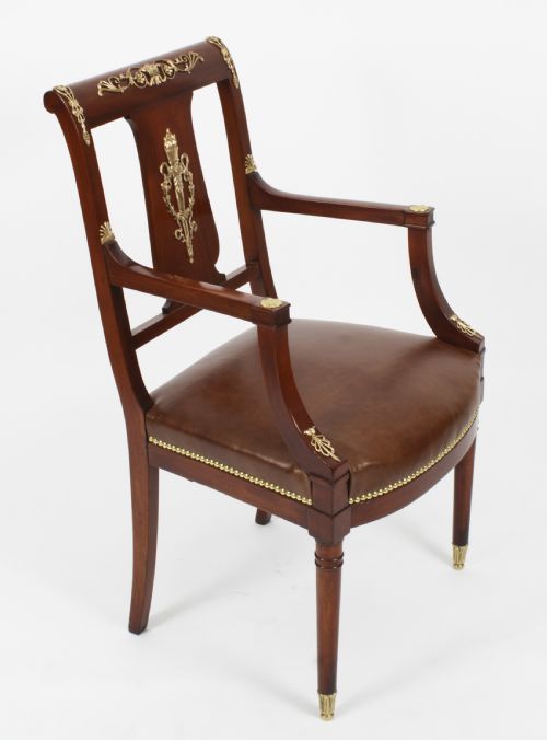 fig 3. Antique Pair Empire Revival Ormolu Mounted Armchairs C1880 19th C