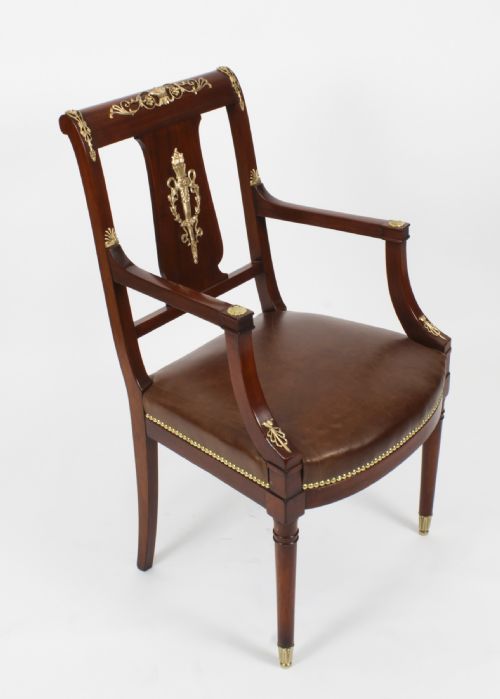 fig 4. Antique Pair Empire Revival Ormolu Mounted Armchairs C1880 19th C