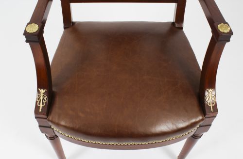 fig 6. Antique Pair Empire Revival Ormolu Mounted Armchairs C1880 19th C