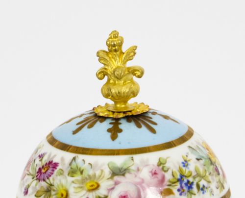 ANTIQUE PAIR FRENCH DUCK EGG BLEU SEVRES URNS 19TH C - ADDITIONAL PHOTO 14
