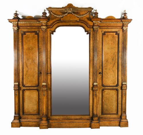 Antique Victorian Burr Walnut Wardrobe Holland & Sons 19th Century
