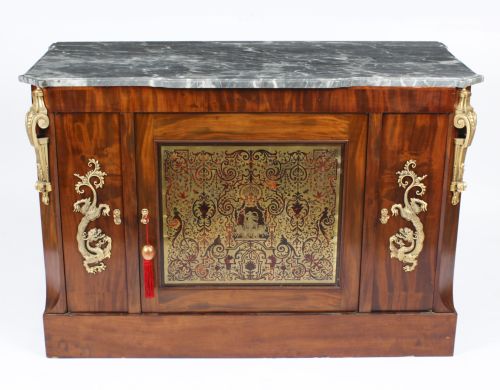 fig 1. Antique French Empire Side Cabinet Marble Top 19th C