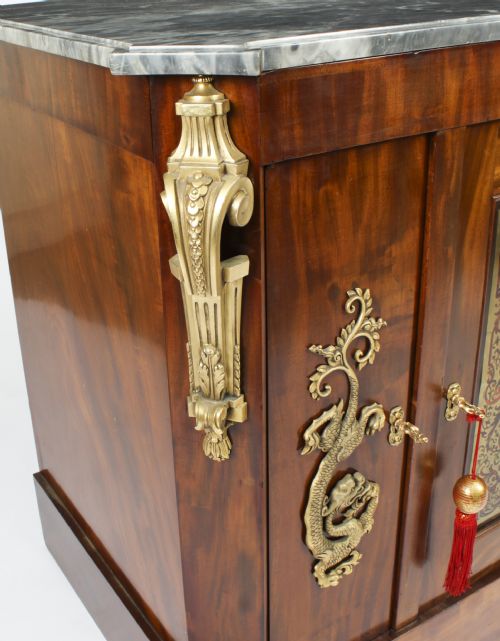 fig 8. Antique French Empire Side Cabinet Marble Top 19th C