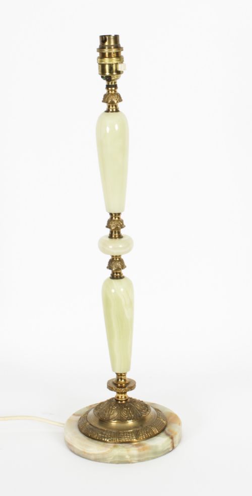Antique French Ormolu Mounted Cream Onyx Table Lamp C1920
