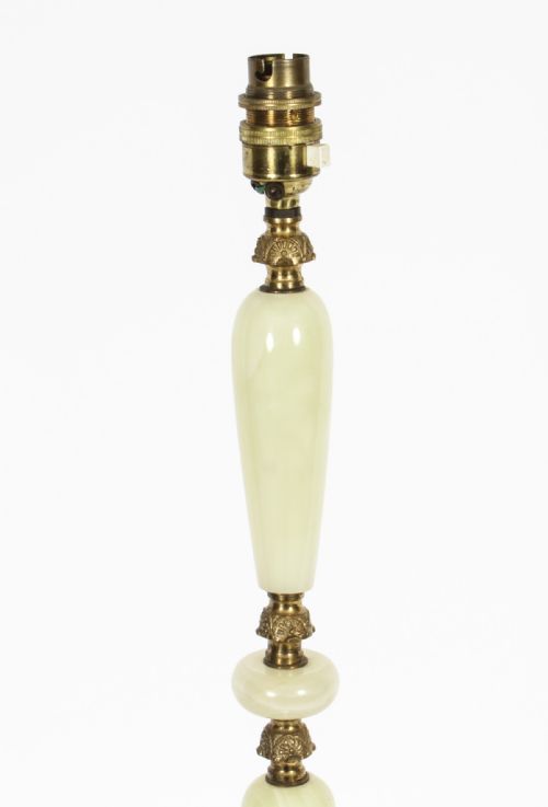 fig 1. Antique French Ormolu Mounted Cream Onyx Table Lamp C1920