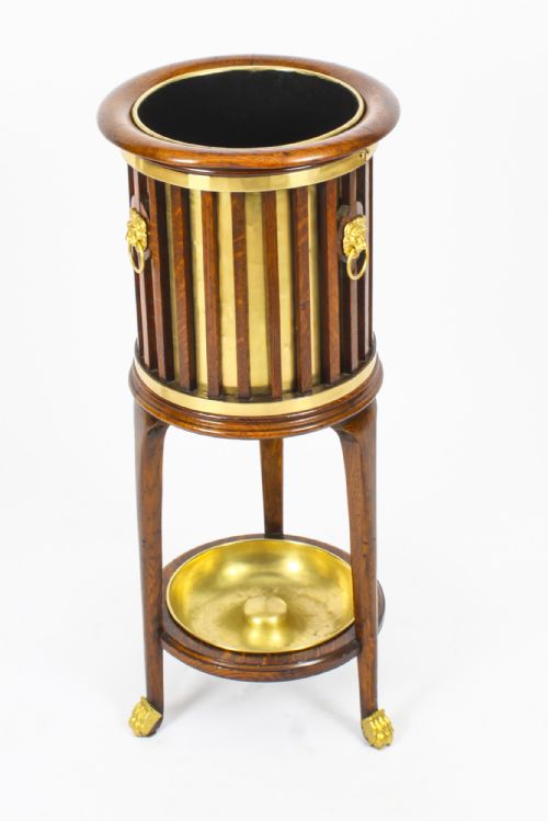 fig 1. Antique Oak Brass Bound walking Stick Stand 19th Century