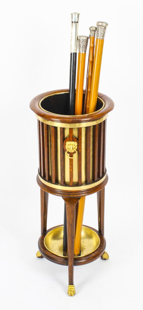 fig 2. Antique Oak Brass Bound walking Stick Stand 19th Century