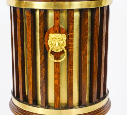 fig 3. Antique Oak Brass Bound walking Stick Stand 19th Century