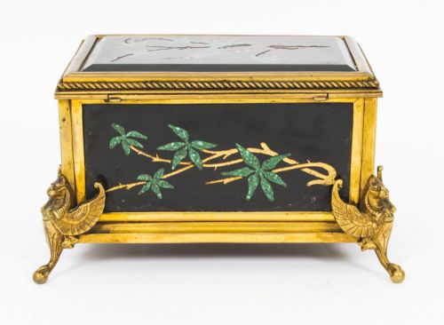 fig 2. Antique French Ormolu & Pietra Dura Jewellery Casket C1860. 19th C