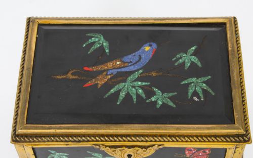 fig 3. Antique French Ormolu & Pietra Dura Jewellery Casket C1860. 19th C