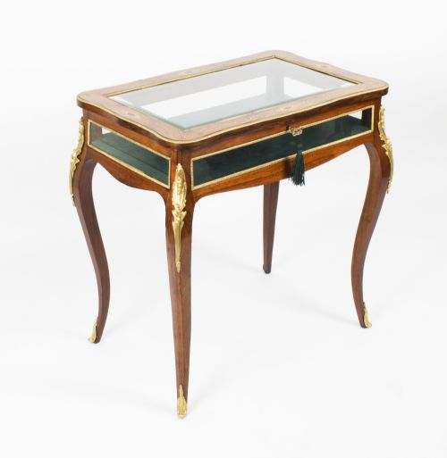 Antique French Ormolu Mounted Marquetry Bijouterie Display Table 19th Century
