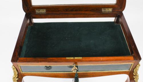 fig 7. Antique French Ormolu Mounted Marquetry Bijouterie Display Table 19th Century