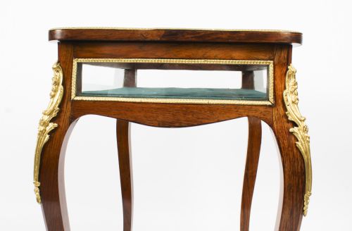 fig 8. Antique French Ormolu Mounted Marquetry Bijouterie Display Table 19th Century
