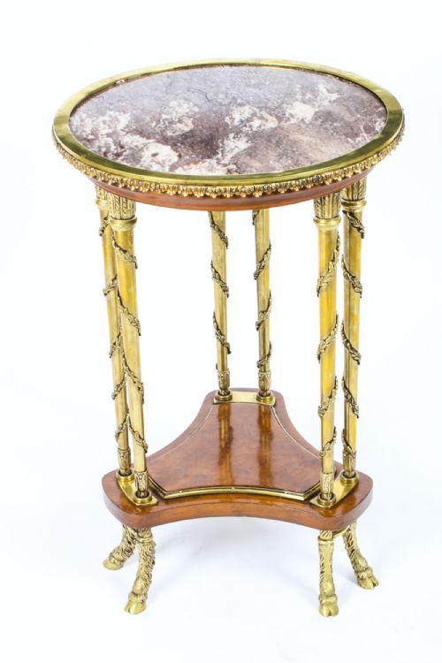 fig 1. Antique French Ormolu Marble Topped Occasional Table 19th Century
