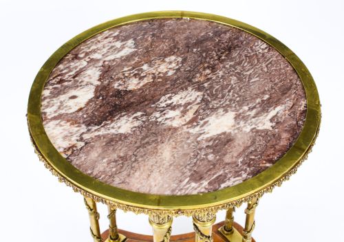 fig 2. Antique French Ormolu Marble Topped Occasional Table 19th Century