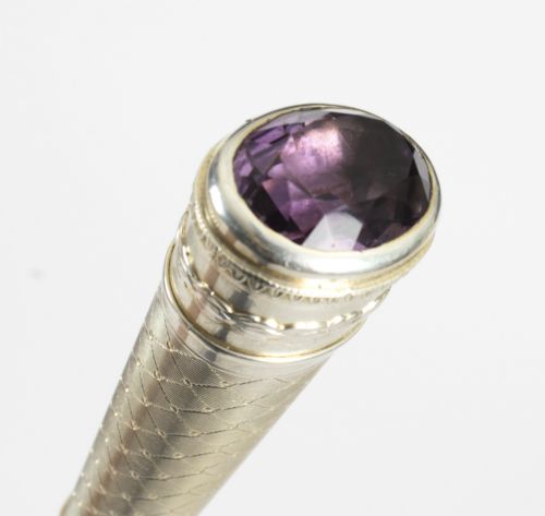 fig 1. Antique Austrian Amethyst Sterling Silver Walking Stick Cane Adam Schied C 1900