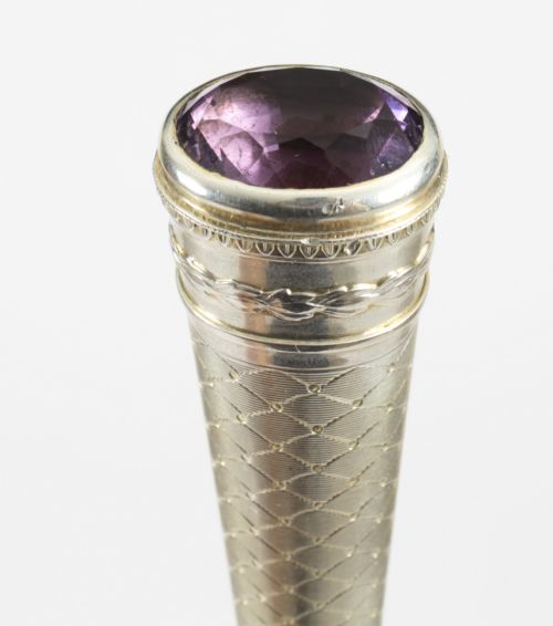 fig 3. Antique Austrian Amethyst Sterling Silver Walking Stick Cane Adam Schied C 1900