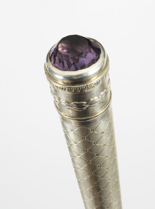 fig 5. Antique Austrian Amethyst Sterling Silver Walking Stick Cane Adam Schied C 1900