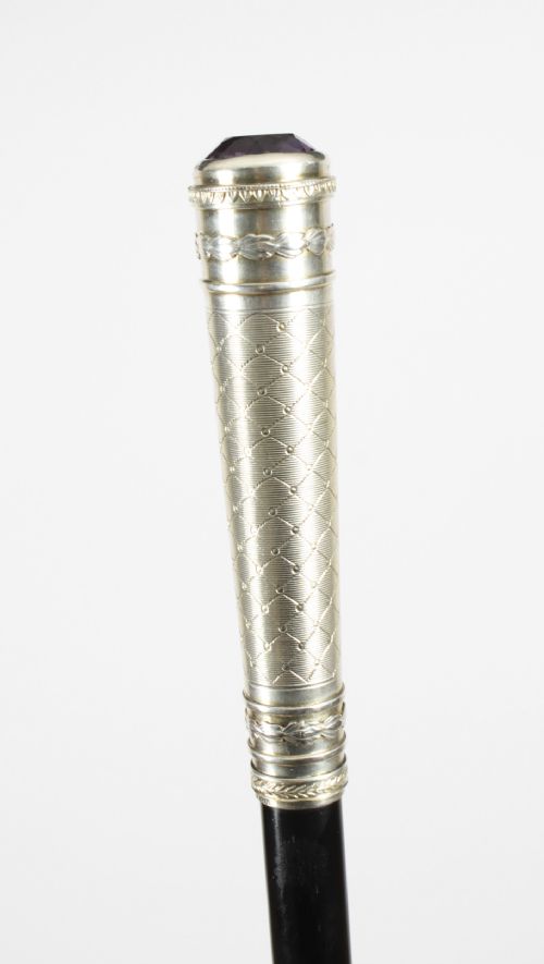 fig 7. Antique Austrian Amethyst Sterling Silver Walking Stick Cane Adam Schied C 1900