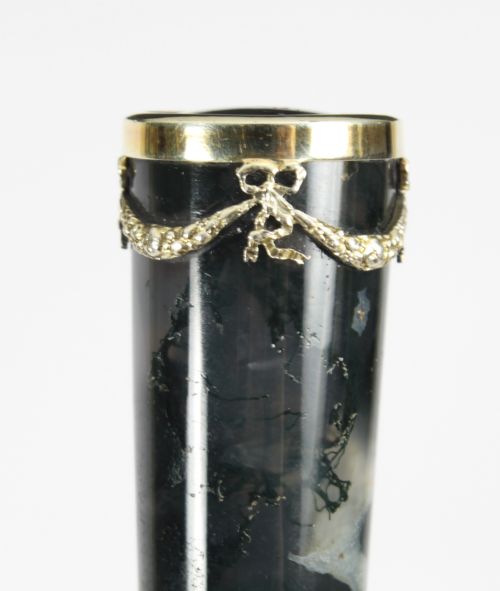 fig 3. Antique Moss Agate Sterling Silver Walking Stick Cane George Adam Schied 1900