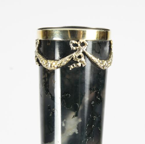 fig 4. Antique Moss Agate Sterling Silver Walking Stick Cane George Adam Schied 1900