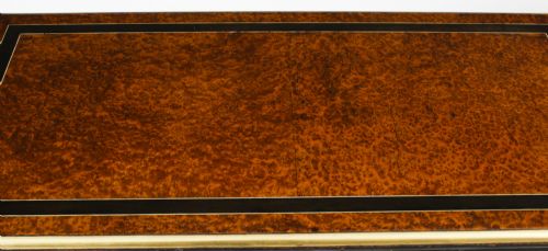 ANTIQUE PAIR AMBOYNA CARD CONSOLE TABLES WITH PORCELAIN PLAQUES 19TH CENTURY - ADDITIONAL PHOTO 5